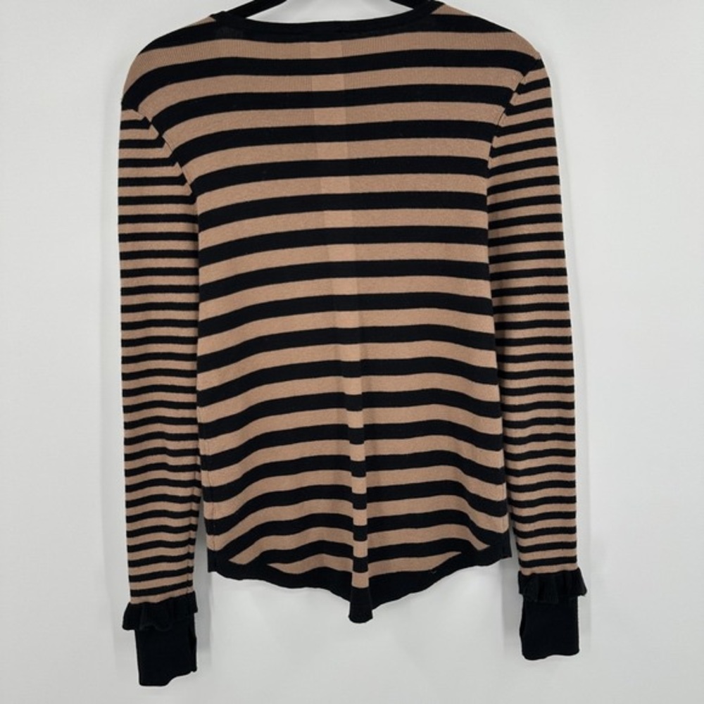 CAbi Black & Tan Striped Long Sleeve Crewneck Top - Picture 4 of 4